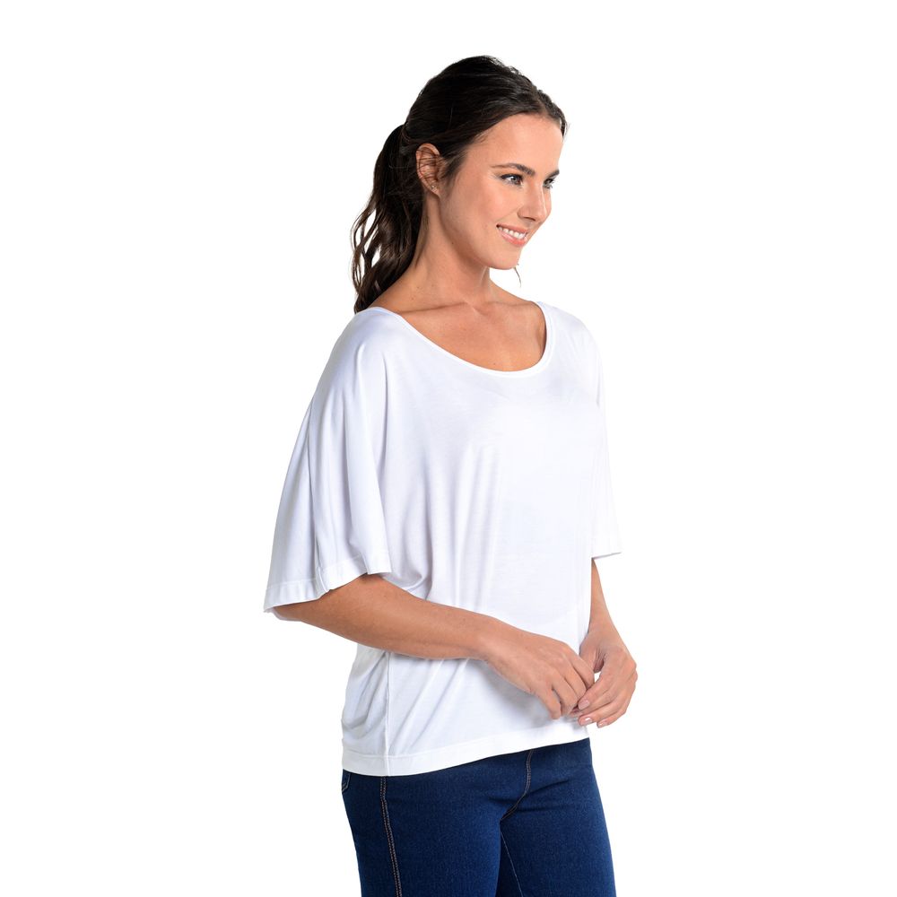 Polera Con Detalle de Vuelos En Mangas Viscosa